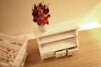 1:12 Scale Miniature Bathroom Storage Cabinet, Open Shelves and 2 Drawers, 3-1/16 inch wide, DIY Dollhouse Supply (white)