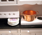 Dollhouse Supplies kitchen copper plated cooking pot with lid doll house cookware miniature cookery - A029