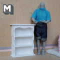 Miniature Scalloped Bookcase 1:12 Scale Wooden Bookshelf Dollhouse Furniture Display Cabinet 3-3/8 inch tall (white) - K021