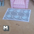 Miniature Quatrefoil Area Rug 1:12 Scale Dollhouse Rectangular Shag Rug Living Room Carpet 3-5/8 inch long (beige) - K021