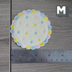 Miniature Nursery Rug 1:12 Scale Dollhouse Baby Room Pastel Scalloped Round Shag Rug 3-1/4 inch dia. (cream) - k021