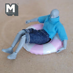 Miniature Round Pool Float 1:12 Scale Dollhouse Swimming Pool Tube Inflated Pool Raft 3-3/8 inch dia. (light blue) - K021