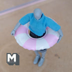 Miniature Round Pool Float 1:12 Scale Dollhouse Swimming Pool Tube Inflated Pool Raft 3-3/8 inch dia. (light blue) - K021
