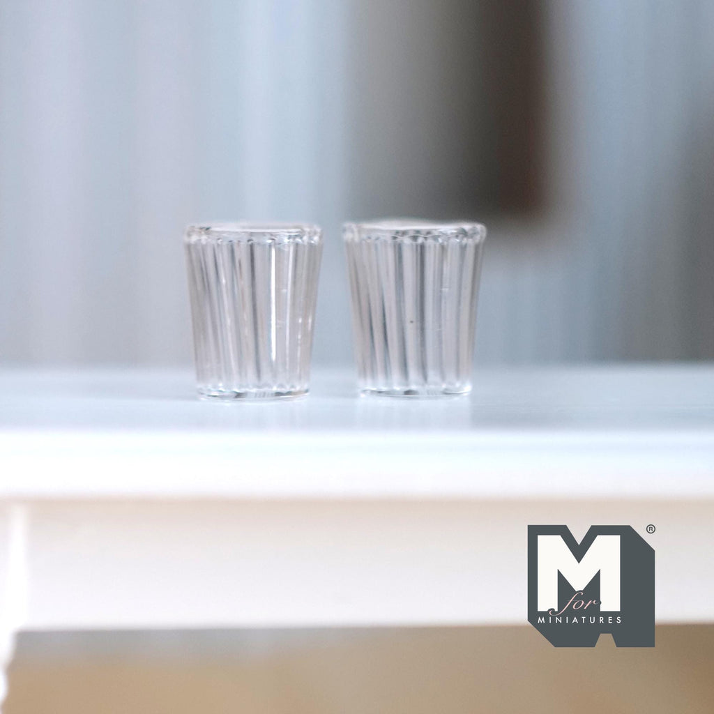Miniature Water Glasses 1:6 Scale Miniature Water Cups Glasses Set of 2 , 11/16 inch tall - E081