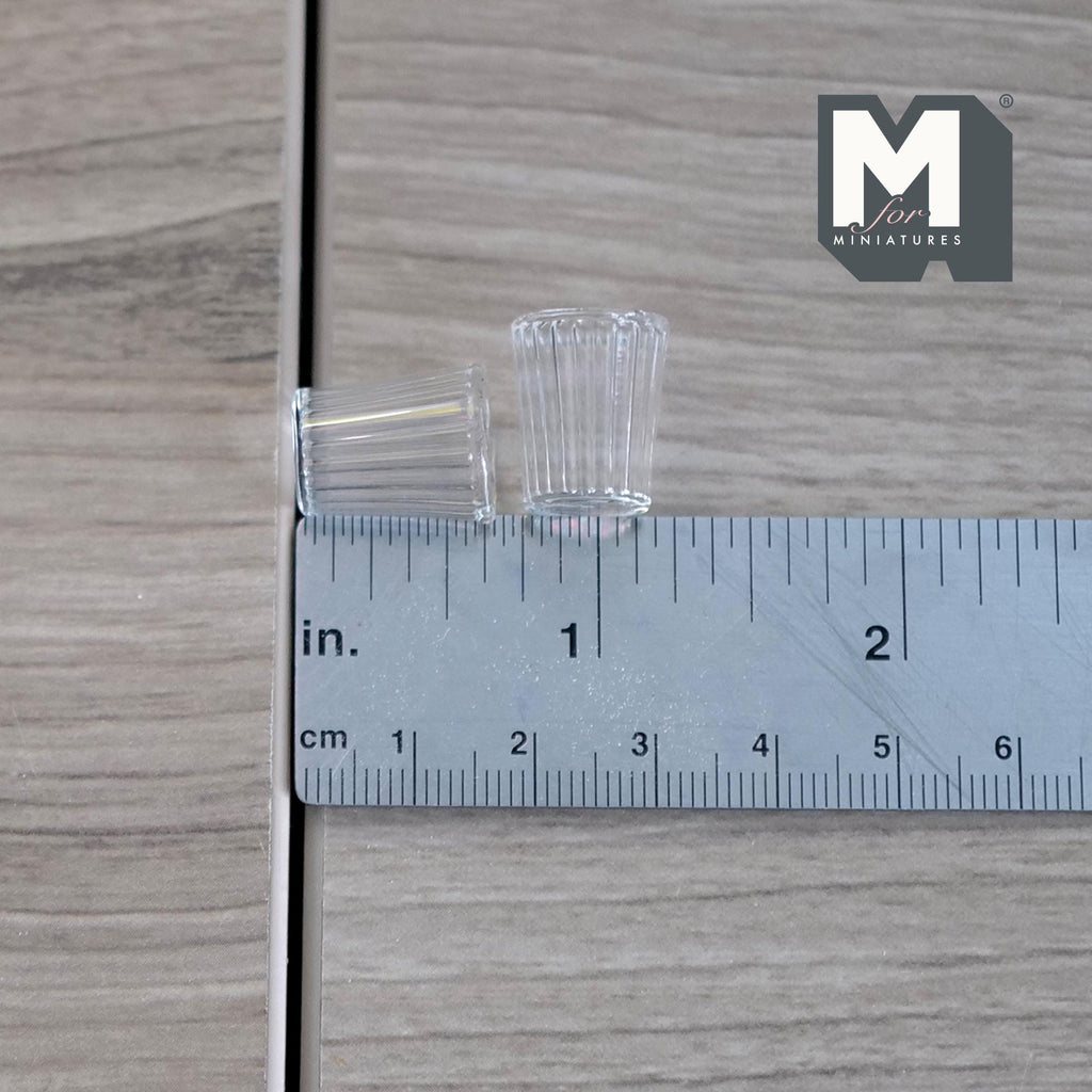 Miniature Water Glasses 1:6 Scale Miniature Water Cups Glasses Set of 2 , 11/16 inch tall - E081
