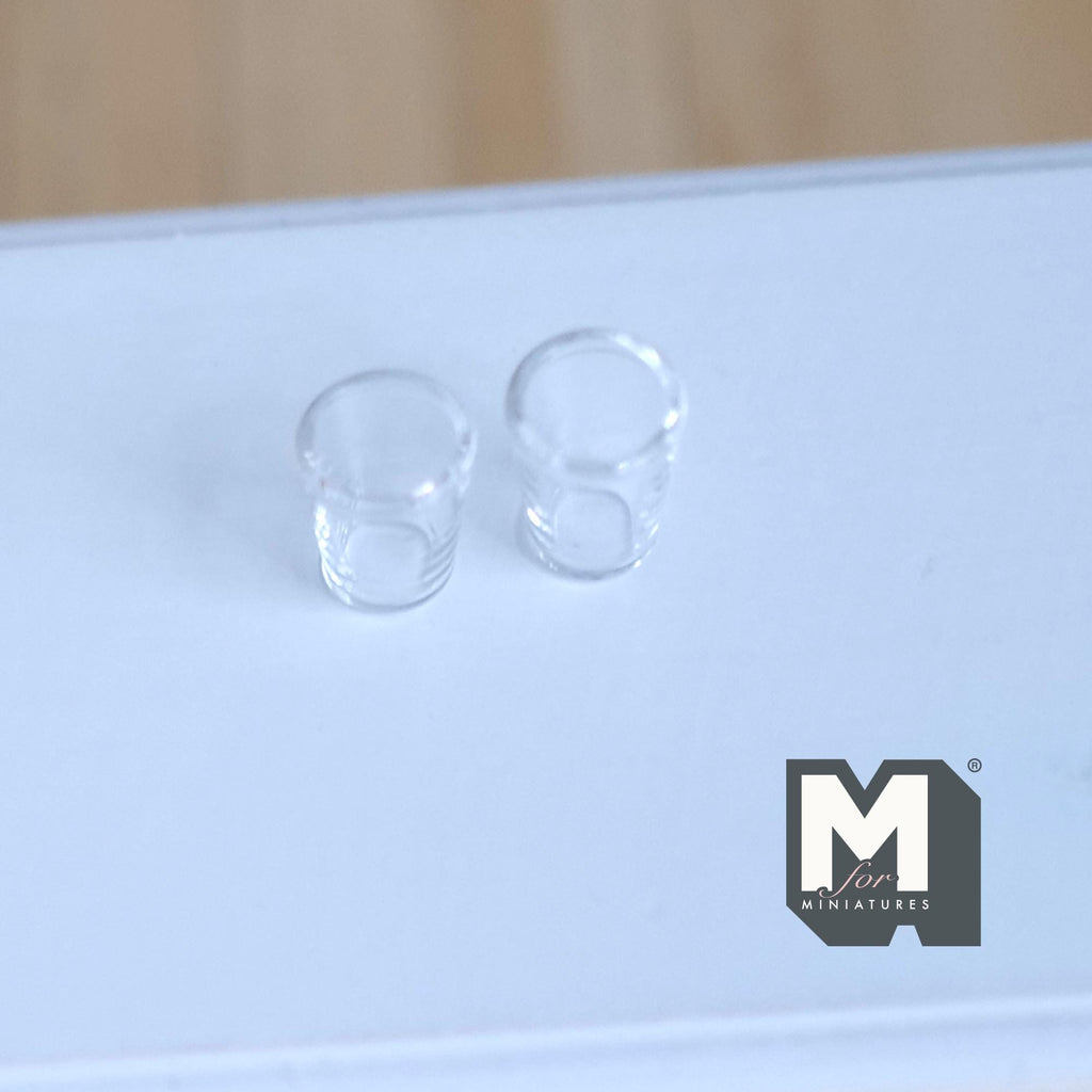 Miniature Water Glasses Set of 2 1:12 Scale Dollhouse Kitchenware 1/2 inch tall (real glass) - E081