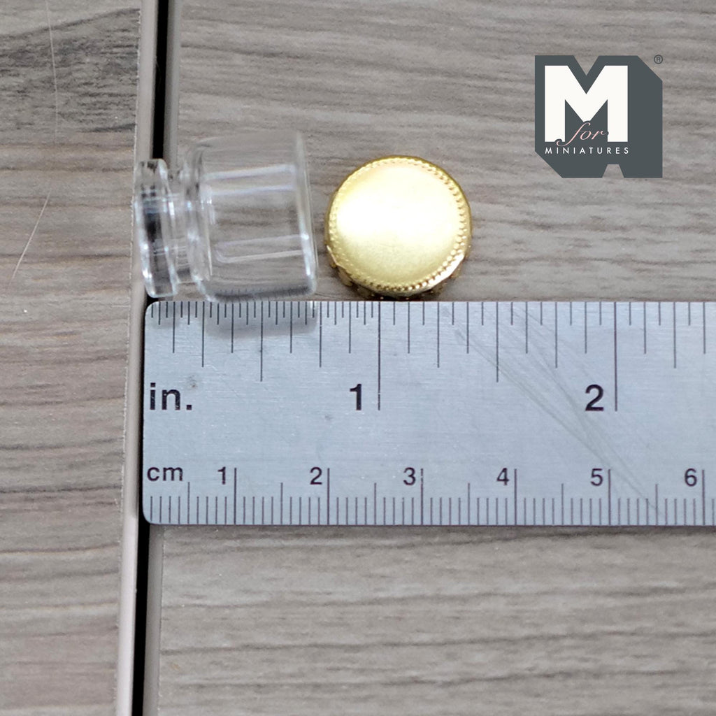 Miniature Glass Jars with Metal Lids 1:12 Scale Dollhouse Decor Set of 2 , 3/4 inch tall - E081