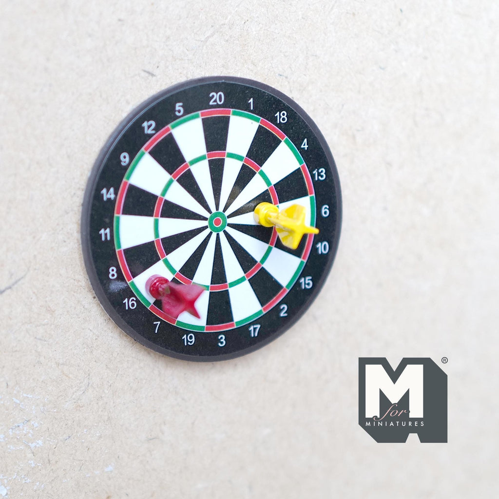 Miniature Magnetic Dart Board Set of 3 1:12 Scale Dollhouse Game Room Accessory 1-15/16 inch dia. - G018