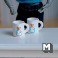 Miniature Bear Themed Coffee Mugs Set of 2 , 1:12 Scale Dollhouse Drinkware 5/8 inch tall (resin) - A028