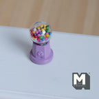Miniature Table Top Gumball Machine 1:12 Scale Dollhouse Decoration Candy Dispenser 1-3/16 inch tall  (purple) (non working) - E015