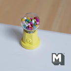 Miniature Table Top Gumball Machine 1:12 Scale Dollhouse Decoration Candy Dispenser 1-3/16 inch tall  (yellow) (non working) - E015