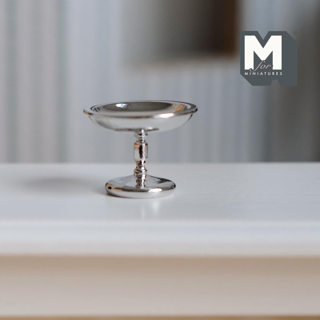 Miniature Metal Pedestal Serving Stand 1:12 Scale Cake Stand Patisserie Stand 13/16 inch dia. (small) (silver) - A019
