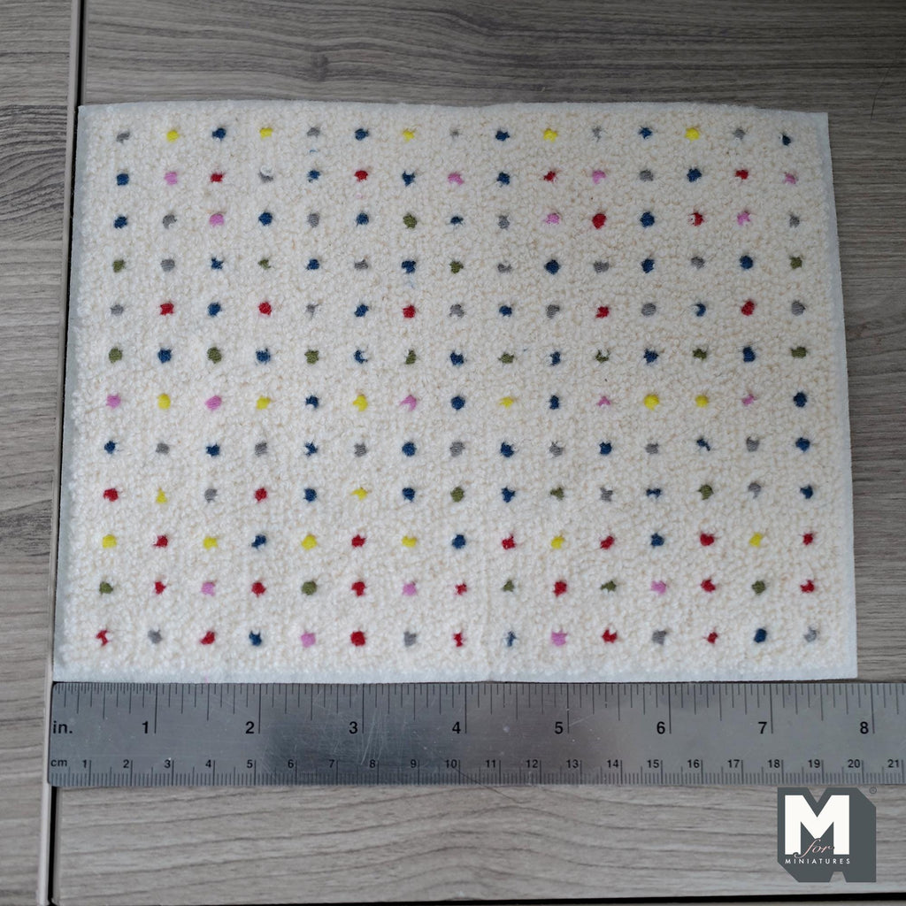 Miniature Multi Color Dot Shag Rug 1:12 Scale Dollhouse Carpet Colorful Modern Rug 7-7/8 inch long - C005
