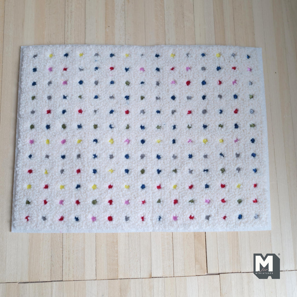Miniature Multi Color Dot Shag Rug 1:12 Scale Dollhouse Carpet Colorful Modern Rug 7-7/8 inch long - C005