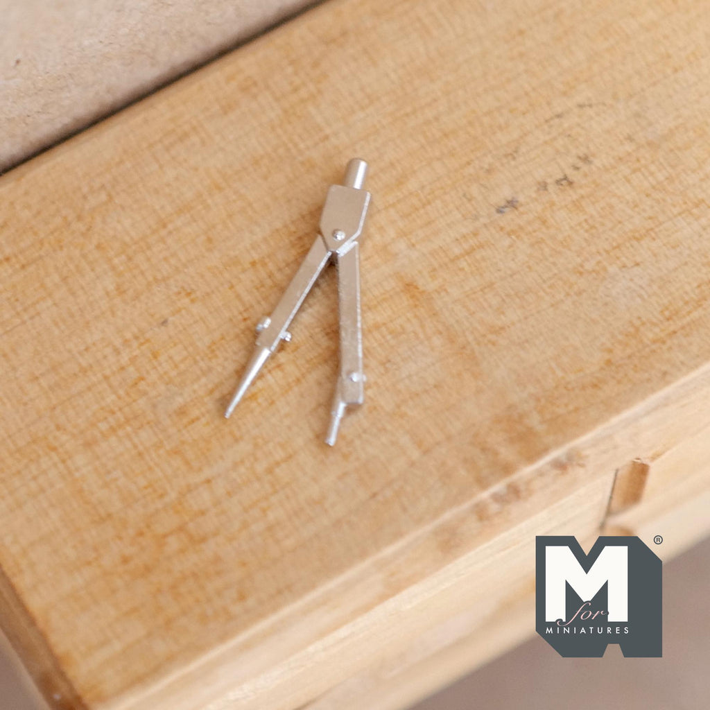 Miniature Circle Compass 1:12 Scale Dollhouse Decoration Drafting Compass Fixed Angle Geometry Compass 15/16 inch long  - G066