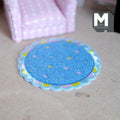 Miniature Nursery Rug 1:12 Scale Dollhouse Baby Room Pastel Scalloped Round Shag Rug 3-1/4 inch dia. (blue) - K021