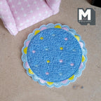 Miniature Nursery Rug 1:12 Scale Dollhouse Baby Room Pastel Scalloped Round Shag Rug 3-1/4 inch dia. (blue) - K021