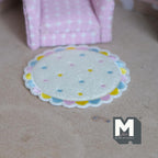 Miniature Nursery Rug 1:12 Scale Dollhouse Baby Room Pastel Scalloped Round Shag Rug 3-1/4 inch dia. (cream) - k021