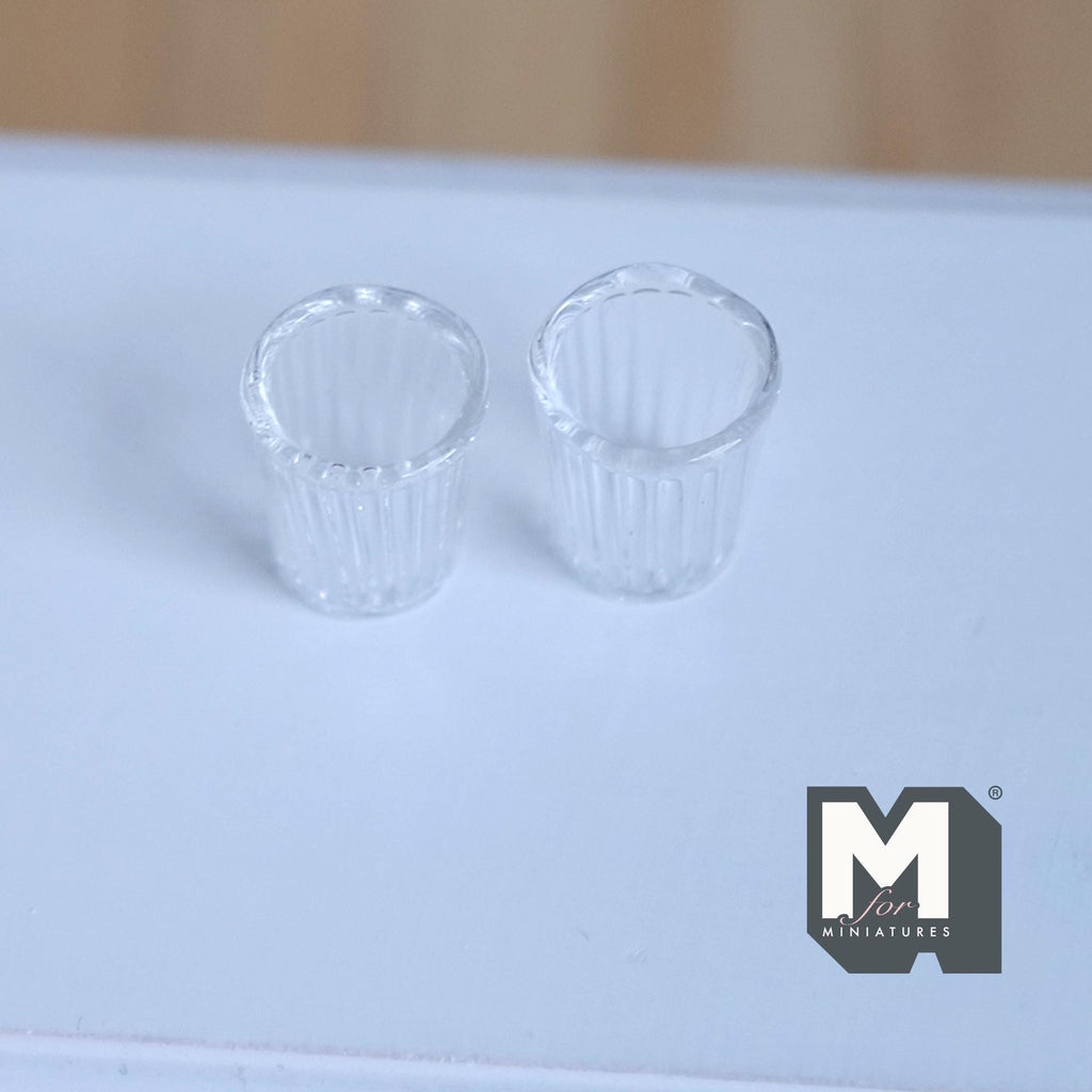 Miniature Water Glasses 1:6 Scale Miniature Water Cups Glasses Set of 2 , 11/16 inch tall - E081