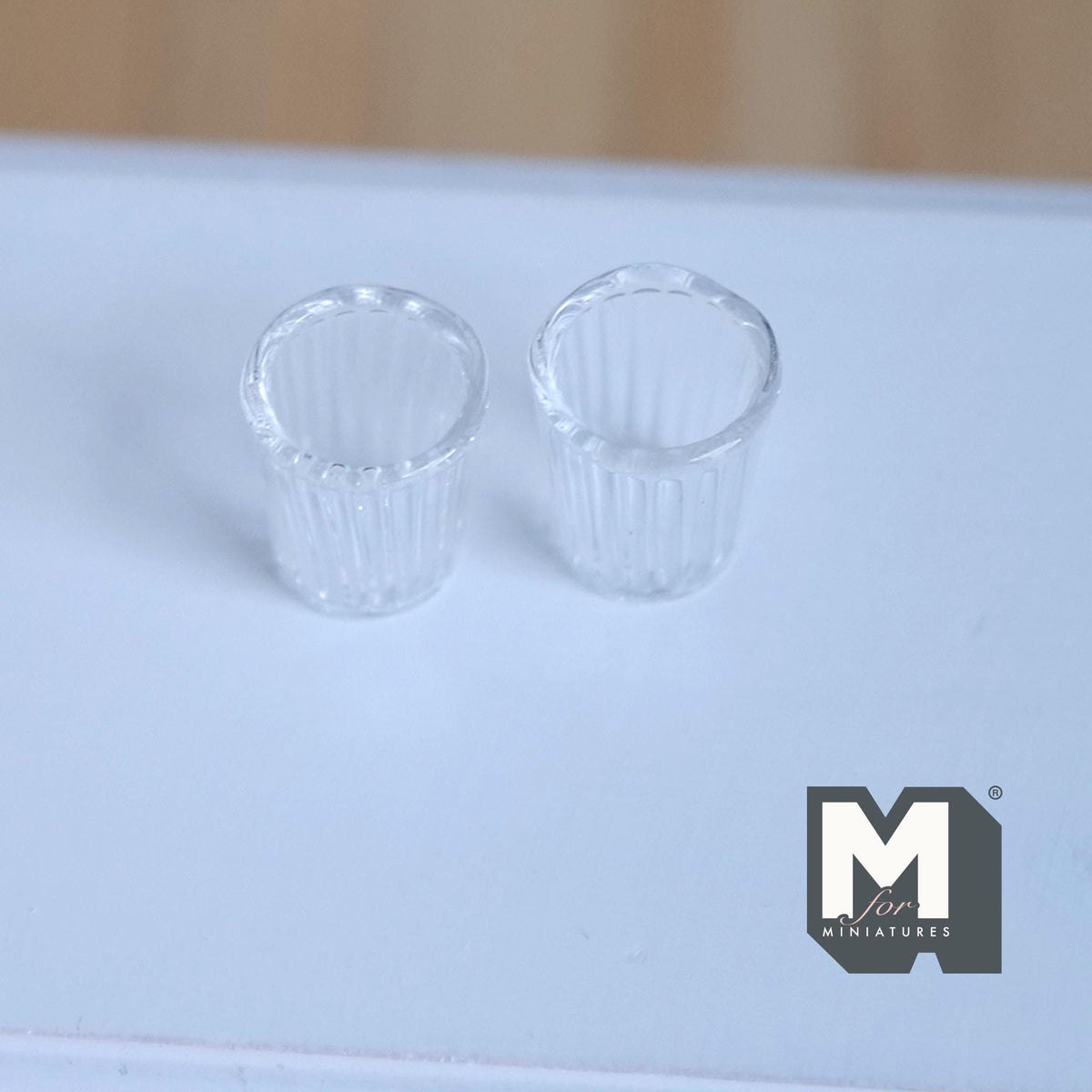 Miniature Water Glasses 1:6 Scale Miniature Water Cups Glasses Set of 2 , 11/16 inch tall - E081