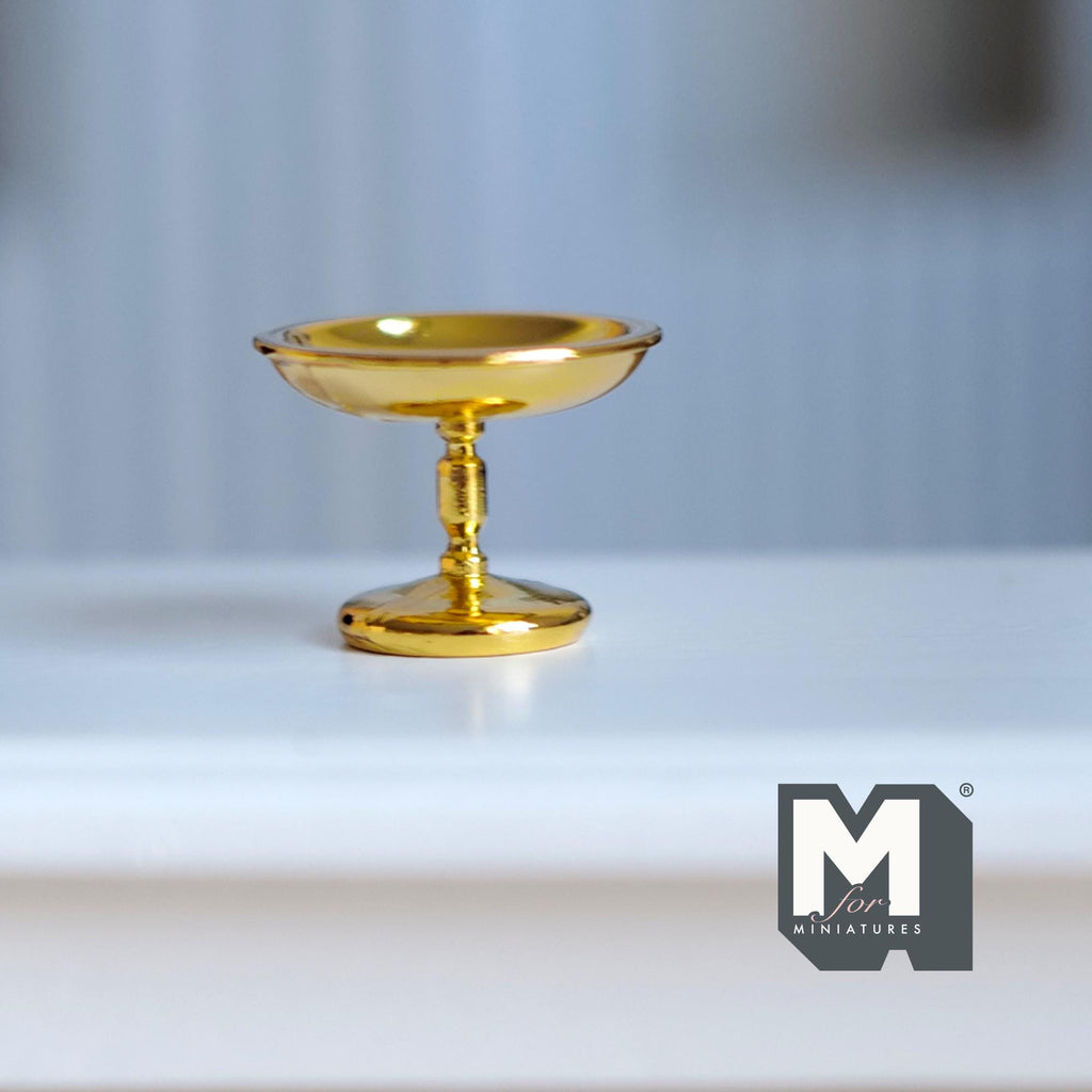 Miniature Metal Pedestal Serving Stand 1:12 Scale Cake Stand Patisserie Stand 13/16 inch dia. (small) (gold) - A019
