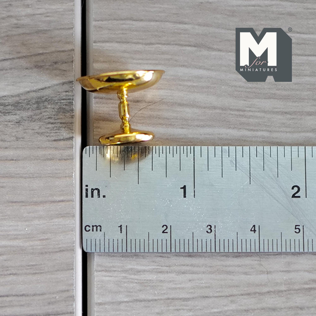 Miniature Metal Pedestal Serving Stand 1:12 Scale Cake Stand Patisserie Stand 13/16 inch dia. (small) (gold) - A019