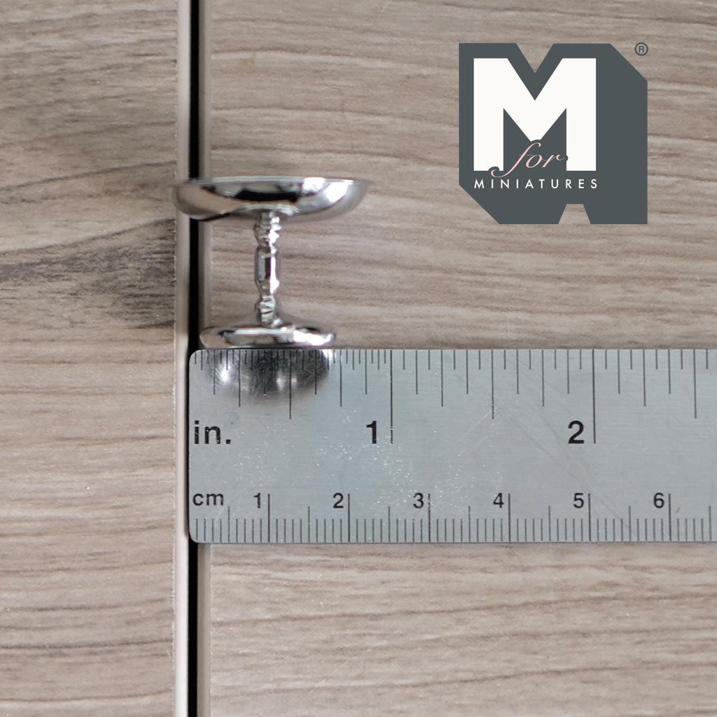 Miniature Metal Pedestal Serving Stand 1:12 Scale Cake Stand Patisserie Stand 1-1/16 inch dia. (medium) (silver) (metal) - A019