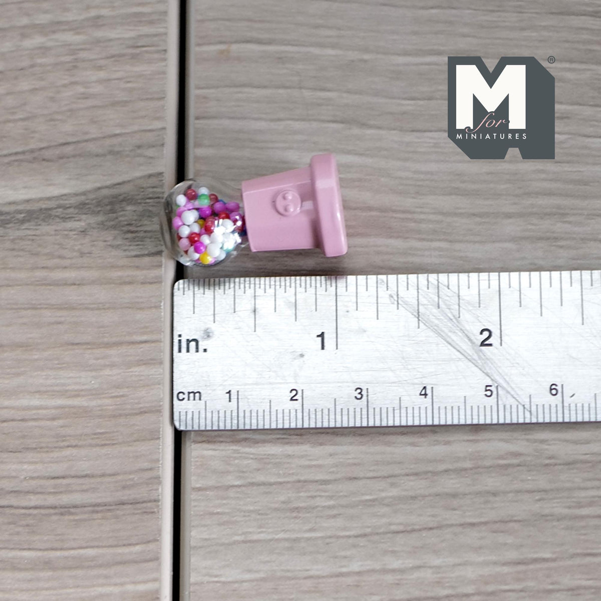 Miniature Table Top Gumball Machine 1:12 Scale Dollhouse Decoration Candy Dispenser 1-3/16 inch tall  (pink) (non working)- E015