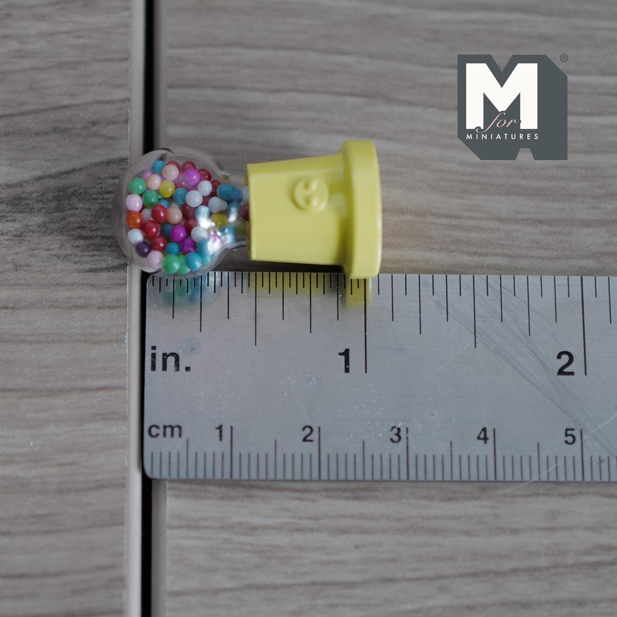 Miniature Table Top Gumball Machine 1:12 Scale Dollhouse Decoration Candy Dispenser 1-3/16 inch tall  (yellow) (non working) - E015
