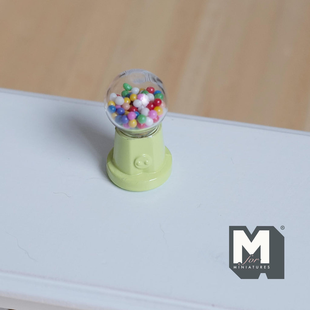 Miniature Table Top Gumball Machine 1:12 Scale Dollhouse Decoration Candy Dispenser 1-3/16 inch tall  (green) (non working) - E015