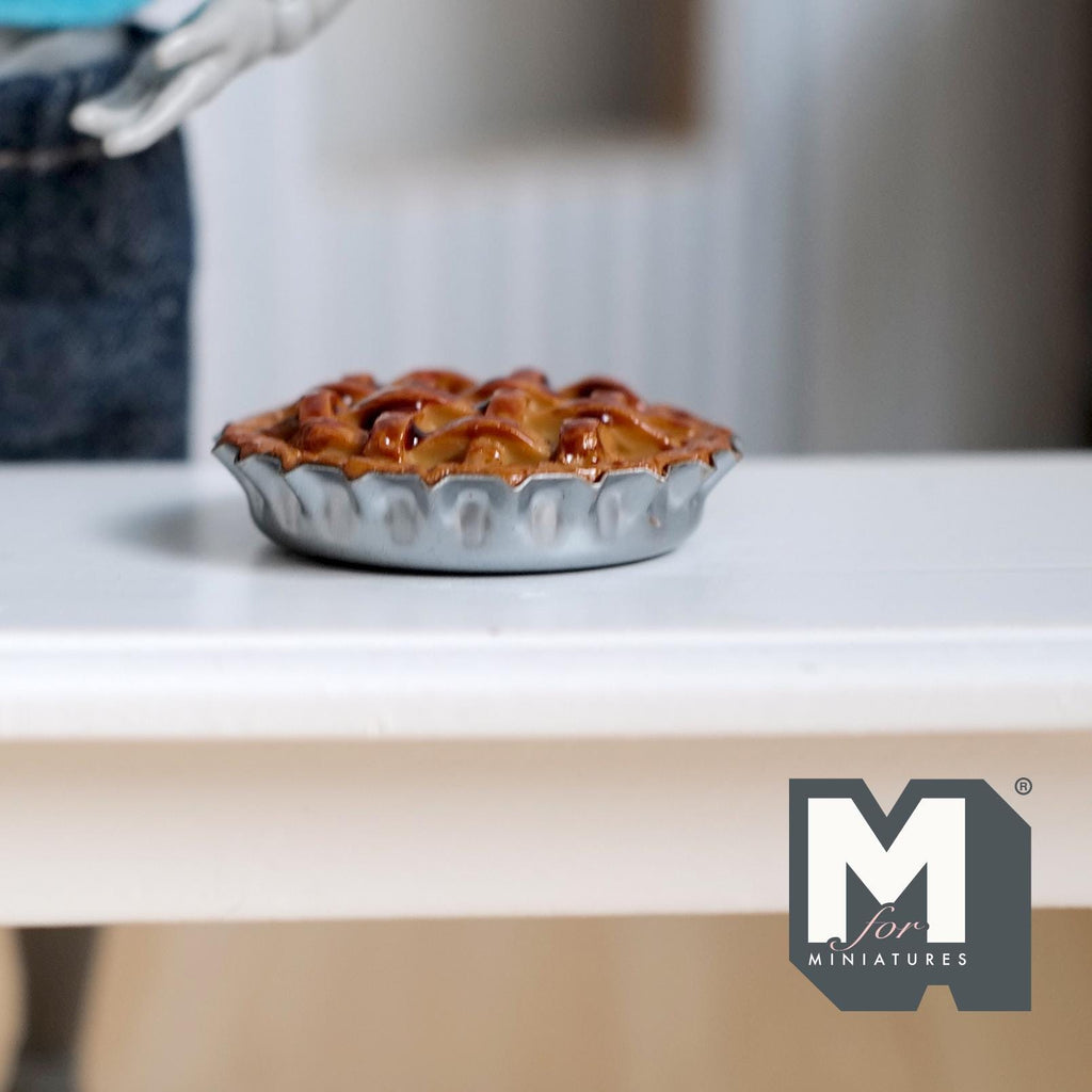 Miniature Peach Fruit Lattice Pie in Fluted Metal Tart Pan Large Size 1-1/4 inch dia. (red) - E029