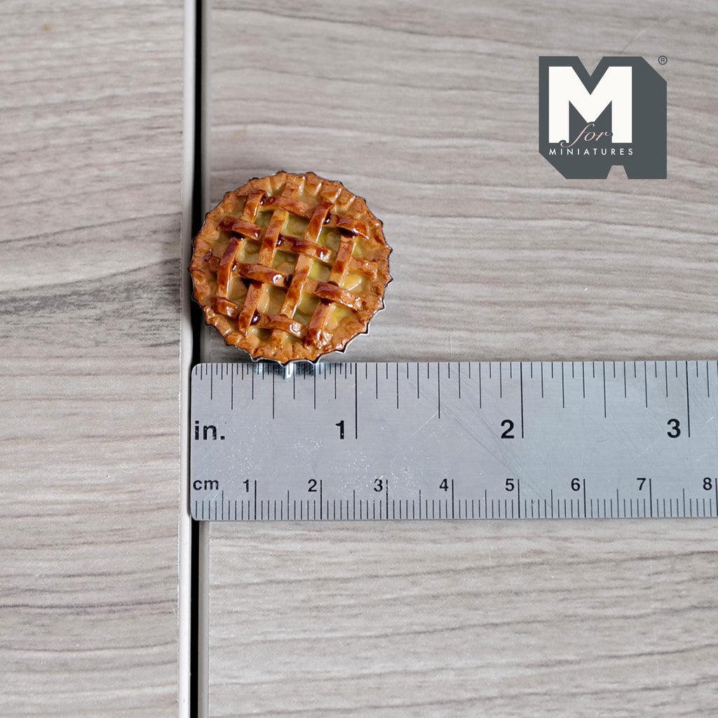 Miniature Peach Fruit Lattice Pie in Fluted Metal Tart Pan Large Size 1-1/4 inch dia. (red) - E029