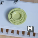 Miniature Scalloped Rim Plates Set of 3 Dollhouse Kitchenware Tableware (green)  - A057