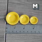 Miniature Scalloped Rim Plates Set of 3 Dollhouse Kitchenware Tableware (yellow)  - A057