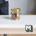Miniature Fruit Rings Cereal in Glass Jar with Gold Lid 1:12 Scale Dollhouse Kitchen Food Accessory - C056