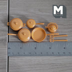 Miniature Metal Cookware Set 1:12 Scale Frying Pan Saucepans Stockpot Kettle Spatulas Set of 7 Dollhouse Kitchenware (orange) - A078