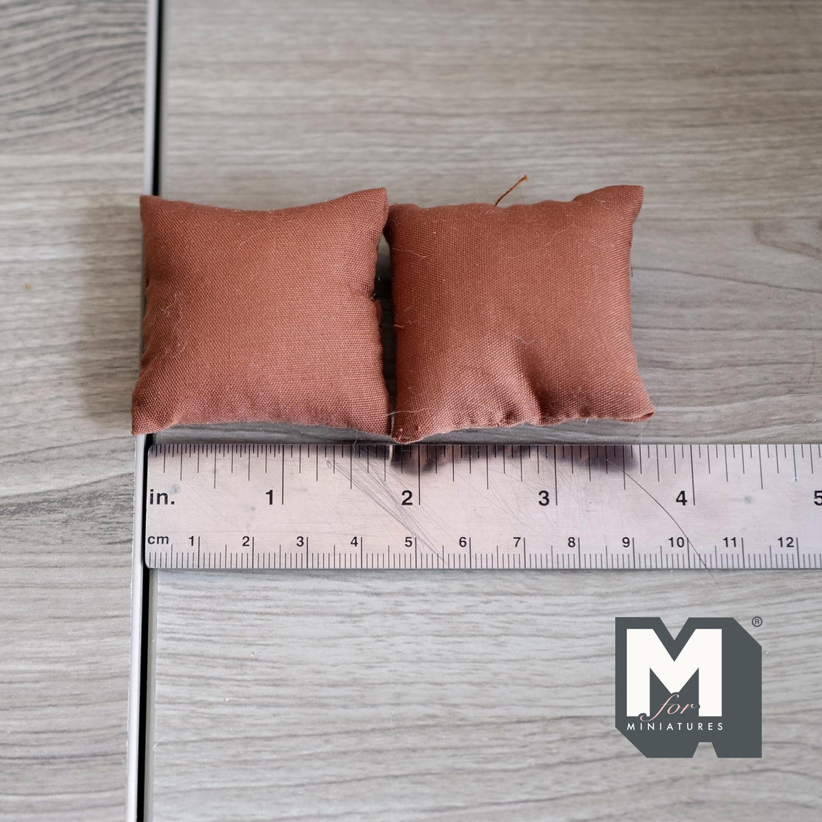 Miniature Cushions Set of 2 , 1:12 Scale Dollhouse Furniture 1-5/8 inch wide (dark brown) - D010