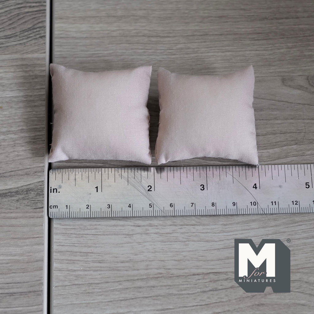 Miniature Cushions Set of 2 , 1:12 Scale Dollhouse Furniture 1-5/8 inch wide (light brown) - D010