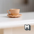 Miniature Coffee Cup and Saucer Set 1:12 Scale Dollhouse Tea Cup Drinkware Set of 2 (light orange) (metal)  - F074