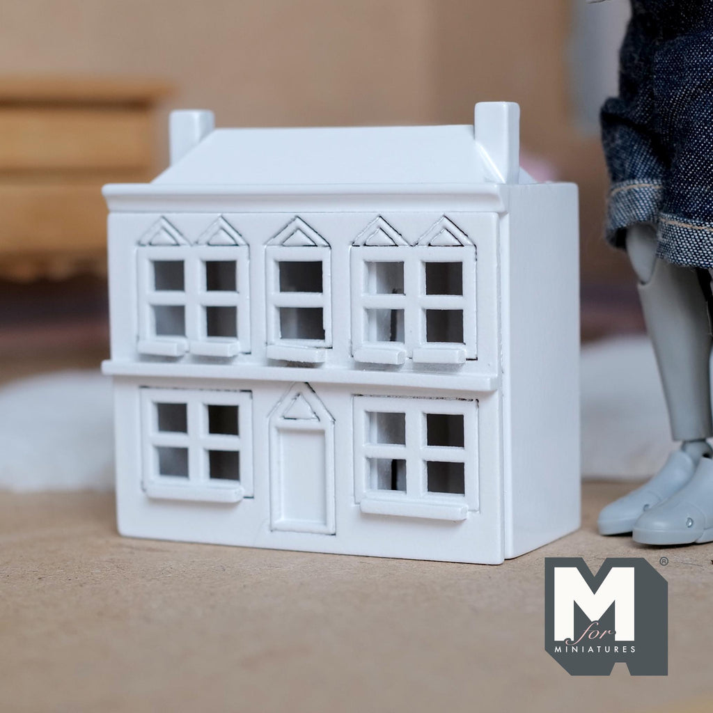 Dollhouse Miniature 1:144 Scale White House in a House Georgian Hobby House 2-5/8 inch tall (wood) - C023