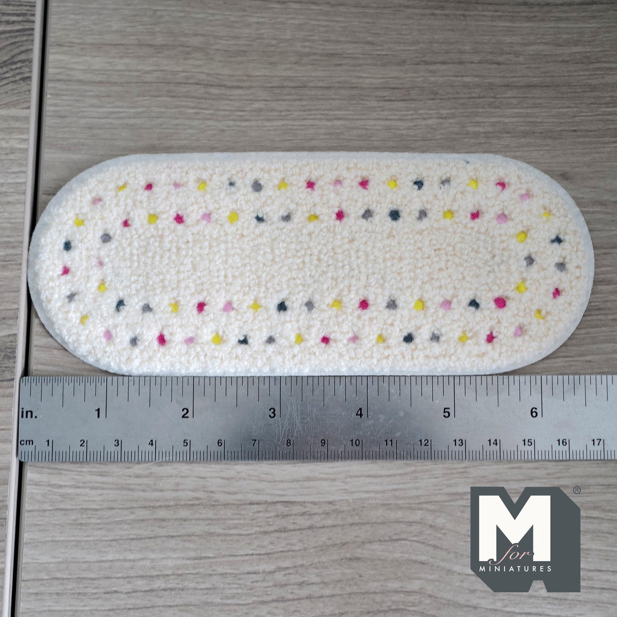Miniature Oval Multi Color Dot Rug 1:12 Scale Dollhouse Carpet Colorful Modern Rug 6-5/8 inch long - D083