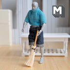 Miniature Straw Broom with Black Twine 1:12 Scale Dollhouse Kitchen Sweep 3-1/8 inch long - D068