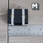Miniature Briefcase 1:12 Scale Dollhouse Decor Suitcase Wrapped in Faux Leather 1-7/8 inch wide (black/gray) (non opening) - C043
