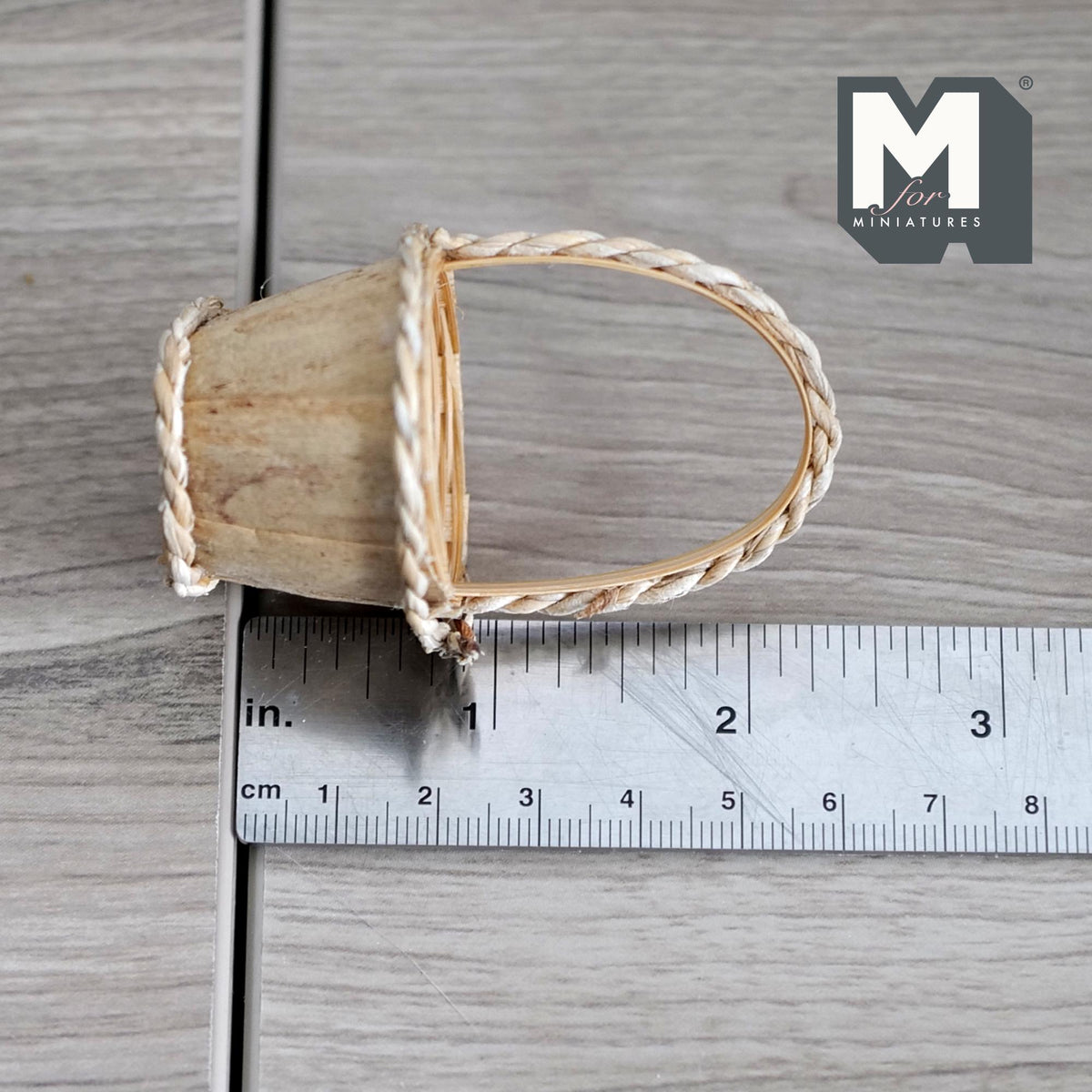 Miniature Harvest Basket 1:12 Scale Fairy Garden Woven Basket 2-5/8 inch tall - D053