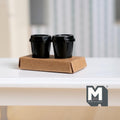 Miniature Cups on Drink Carrier 1:12 Scale Dollhouse Decor Drinkware Coffee Cups on Tray Set of 3 - G020