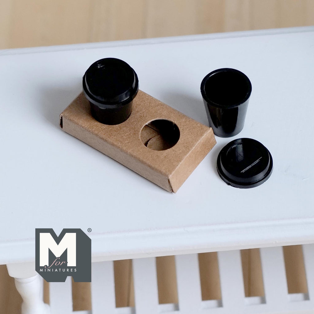Miniature Cups on Drink Carrier 1:12 Scale Dollhouse Decor Drinkware Coffee Cups on Tray Set of 3 - G020