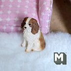 Miniature Sitting Cavalier King Charles Spaniel 1:12 Scale Cavy Dog 1-9/16 inch tall (cast resin) - C062
