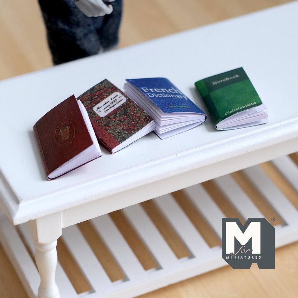 Miniature Study Books with Empty Pages 1:12 Scale Dollhouse Decor Learning Book Covers (no content) - C035