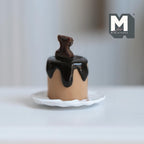 Miniature Chocolate Bear Birthday Cake on Plate 1:12 Scale Dollhouse Food Dessert 11/16 inch tall (resin) - E028