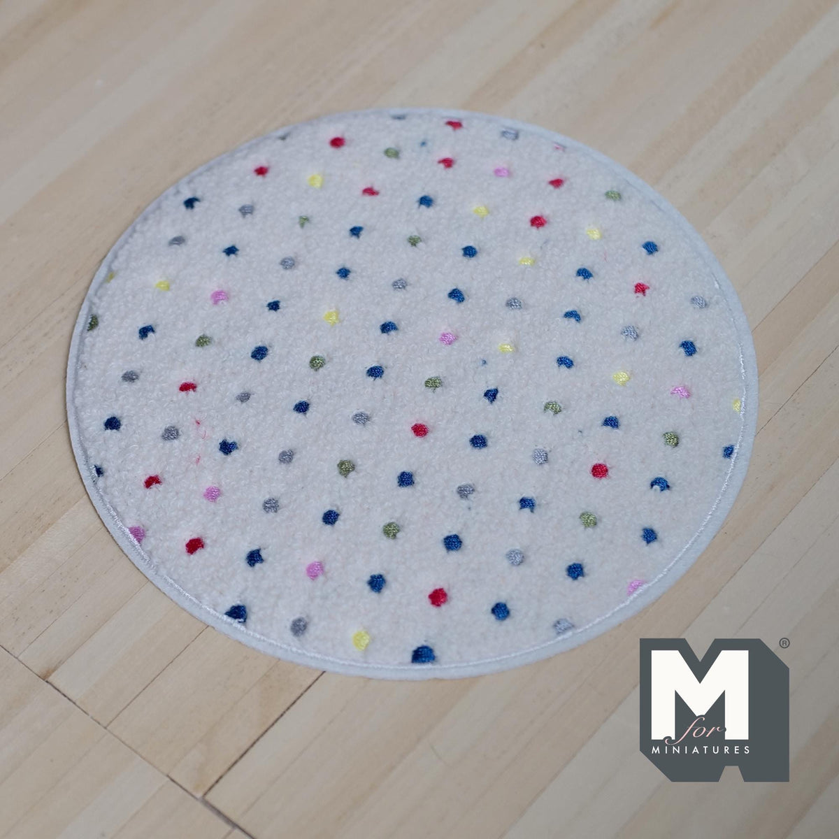 Miniature Multi Color Dot Shag Round Rug 1:12 Scale Dollhouse Carpet Colorful Modern Rug 6-1/8 inch dia. - C005